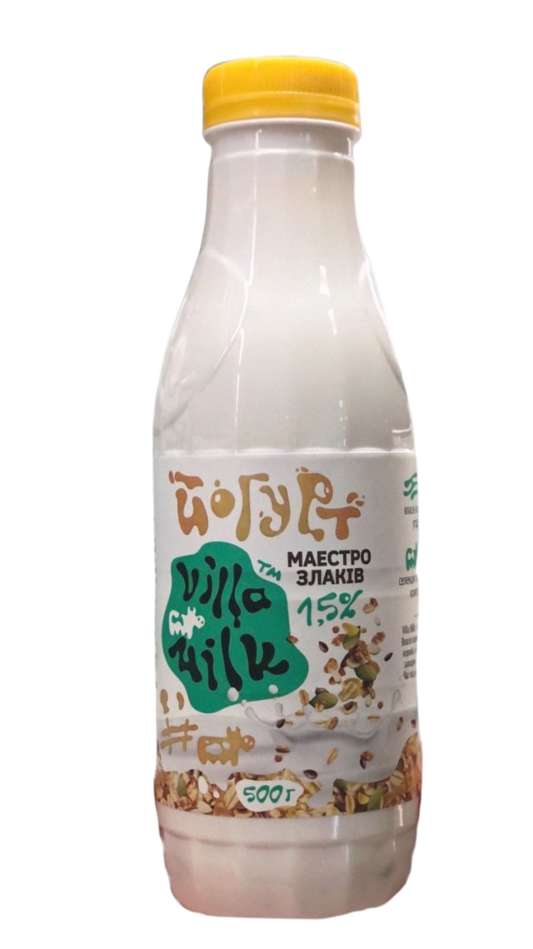 Йогурт питний ВІЛЛА МІЛК, Злаки, 1,5%, 500г